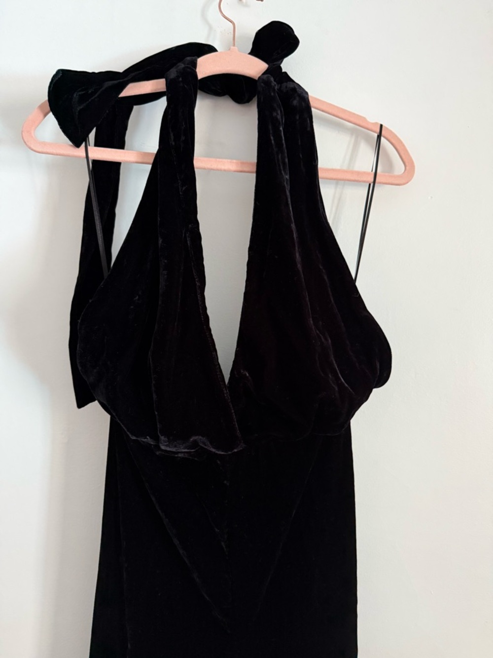 ZARA Black Velvet Halter Wide-Leg Jumpsuit - Picture 4 of 7